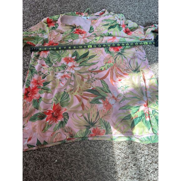 J Jill Floral Tunic Top Womens Sz XLp Beachy Tropical Vacation Summer Boho - Picture 7 of 8